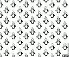 A pattern formed by repetition in diagonal of an unique element, a little penguin with wool hat and wool scarf