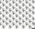 A patterned background with many identical snowmen arranged in regular diagonals