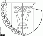 Shield of Korona Kielce, Korona Spółka Akcyjna, football club with headquarters in Kielce, city at the banks of the Silnica river in the Holy Cross Voivodeship, in the central area of the southeast of Poland