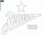 Badge of FC Zenit Saint Petersburg, Futbolny Klub Zenit, football club that is part of a sports club with headquarters in Saint Petersburg, port city in the Baltic Sea, located to banks of the Neva river in the Leningrad oblast, in the northwest of European Russia. Saint Petersburg is the second city more populous of Russia