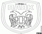 Shield of PAOK Thessaloniki, Panthessalonikios Athlitikos Omilos Konstantinoupoliton, multisport club based in Thessaloniki, port city in the Aegean sea and the capital of the Central Macedonia region, Greece
