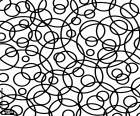 An abstract pattern formed by overlapping circles of various sizes