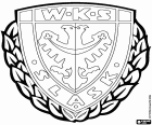 Shield of WKS Śląsk Wrocław, Wrocławski Klub Sportowy Śląsk Wrocław SA, football club based in Wroclaw, city on the banks of the Oder river and capital of the Lower Silesian Voivodeship in the south-west of Poland