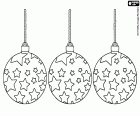 Three Christmas balls with many stars drawn to hang on Christmas decorations