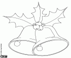 Two Christmas bells adorned with holly leaves