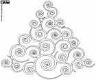 A decoration with the shape of a Christmas tree made with spirals