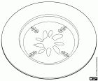 On the bottom of the plate there is a geometrical design of Christmas vegetal ornament
