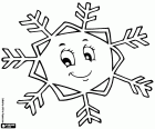 Children love the snow. A happy snowflake at Christmas