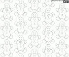 A coloring page with pattern of gingerbread men cookies