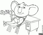 The optimistic koala Buster is in his office. He has organized Sing, a great singing competition to avoid the closure of his theatre