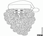 An artistic representation of the Santa Claus head with his glasses and his long beard