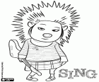 Ash the punk porcupine with her electric guitar, one of the participating adolescents in the great contest of song, Sing