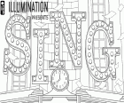 The lighting sign of Sing in the theatre building of the musical producer Buster Moon, in the animated film