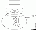 A schematic drawing of a snowman with a scarf and a hat