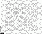 A geometrical pattern with entwined rings in a drawing of squared format