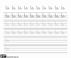 Calligraphy exercises with guidelines, the combination of the letters T and O, the syllable TO