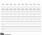 An educational sheet with the syllable SU to learn to write with joined-up letter