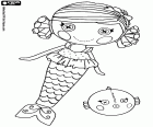 Coral Sea Shells, a character of Lalaloopsy in her mermaid costume with her pet, a blowfish