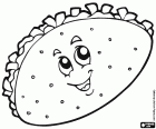 A Mexican taco with vegetables and a smile
