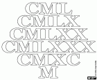 Roman numerals 950, 960, 970, 980, 990 and 1000
