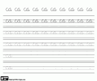 Exercises of calligraphy with the syllables formed with the consonant C and the five vowels. The first didactic sheet is with the syllable CA