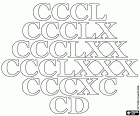 Roman numbers 350, 360, 370, 380, 390 and 400
