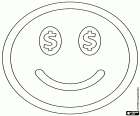 Smiley with the signs of the dollar in the eyes, the representation of the love of money