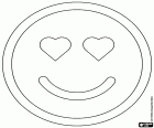 The emoticon of a Smiley that means love, admiration, adoration or gratitude. The smiling face with heart-shaped eyes