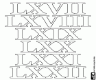 We are going ahead in the Roman numeric system to reach 100. The Roman numerals 67, 68, 69, 70, 71 and 72 in this coloring page