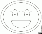 Smiley with stars instead of eyes and the open mouth with a smile, this emoticon means excitation