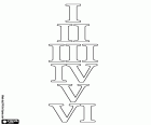 To learn the Roman numerals from number 1 to number 100, we have prepared this collection of coloring pages. The first step is learning the Roman numbers 1, 2, 3, 4, 5 and 6