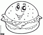 A hamburger sandwich with a smile