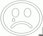 The Smiley face with a tear falling down the cheek and the down turned mouth expresses a feeling of sadness