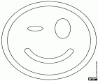 The emoticon of a face winking the eye with a large smile, a gesture of complicity