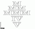 Roman numerals in thousands, from one thousand to five thousand. The ancient Romans did not have symbols for over a thousand. The modern adaptation for Roman numeric system establishes MM for two thousand and MMM for three thousand, the numbers with an overline for four thousand and superiors