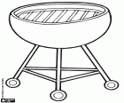 A round-shaped portable barbecue with three legs. This is a barbecue grill that uses charcoal as fuel