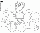 A puzzle to colour, cut out and play with the logo of the most famous little pig, Peppa Pig
