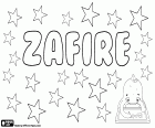 Zafire, female name that comes from Safira, Sapphira, Hebrew name with a biblical origin, derived from the name of a semi-precious mineral, the sapphire