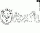 The logo of Panfu with the face of a panda bear. Panfu is an educational virtual world for kids with multiplayer games