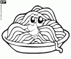 A dish of spaghetti with a smile