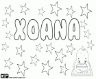 Xoana, name for girl in Galician that corresponds to Jane, comes from Xoan, the masculine form of the Galician name which corresponds to John