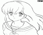 Kagome Higurashi is the second protagonist of the anime manga Inuyasha. In this coloring page the beautiful and sweet face of Kagome