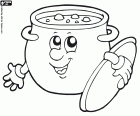 A happy saucepan with delicious food