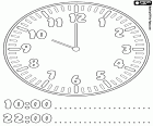 10:00 and 22:00, now it's ten o'clock, the clock hands indicate it's ten o'clock in the morning or ten o'clock in the evening