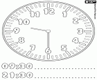9:30 and 21:30, what time is it? Now it's half past nine, the watch indicates that it's thirty minutes past nine hours
