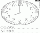 8:00 and 20:00, the clock hands indicate that it's eight o'clock in the morning or evening