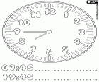 7:45 and 19:45, this clock indicates it's a quarter to eight, seven hours and forty five minutes