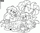 The games with the sand of the beach, an activity enjoyed by both little children as the young ones. Children building a sand castle