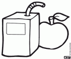 An option for the snack of children at school, a juice and an apple