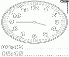 3:45 and 15:45, the clock hands indicating that it's quarter to four in the morning or in the afternoon